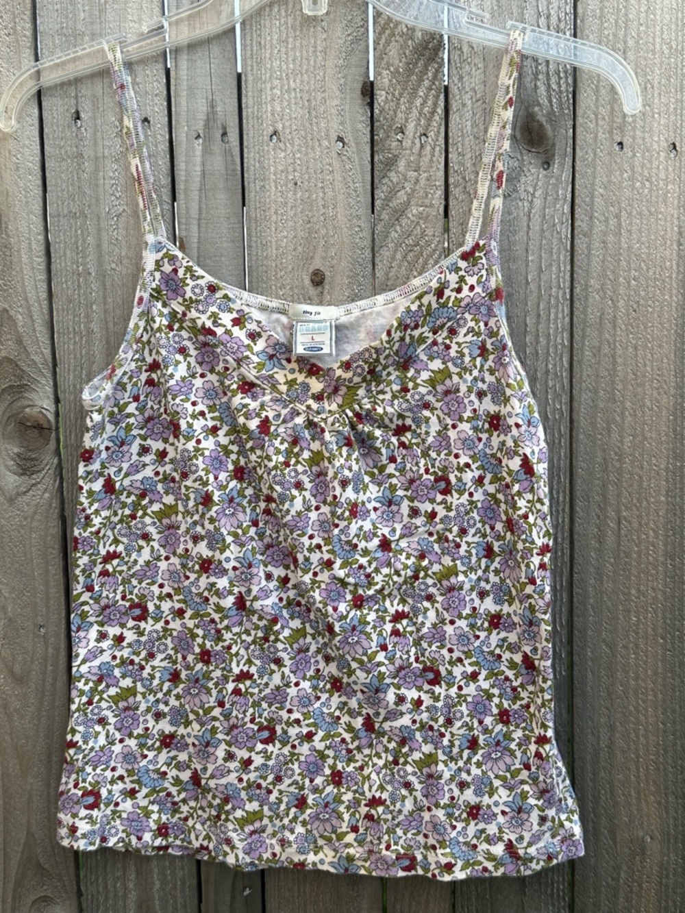 Old Navy Floral Spaghetti Strap Cami - Lavender, Red & Green